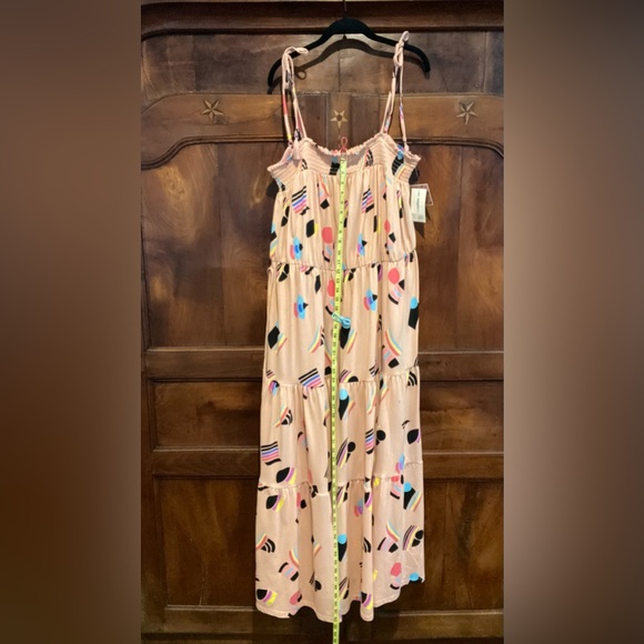 Target Tie Shoulder Summer Maxi XXL Dress 80’s Retro Peach Pink Teal Purple - Picture 7 of 14